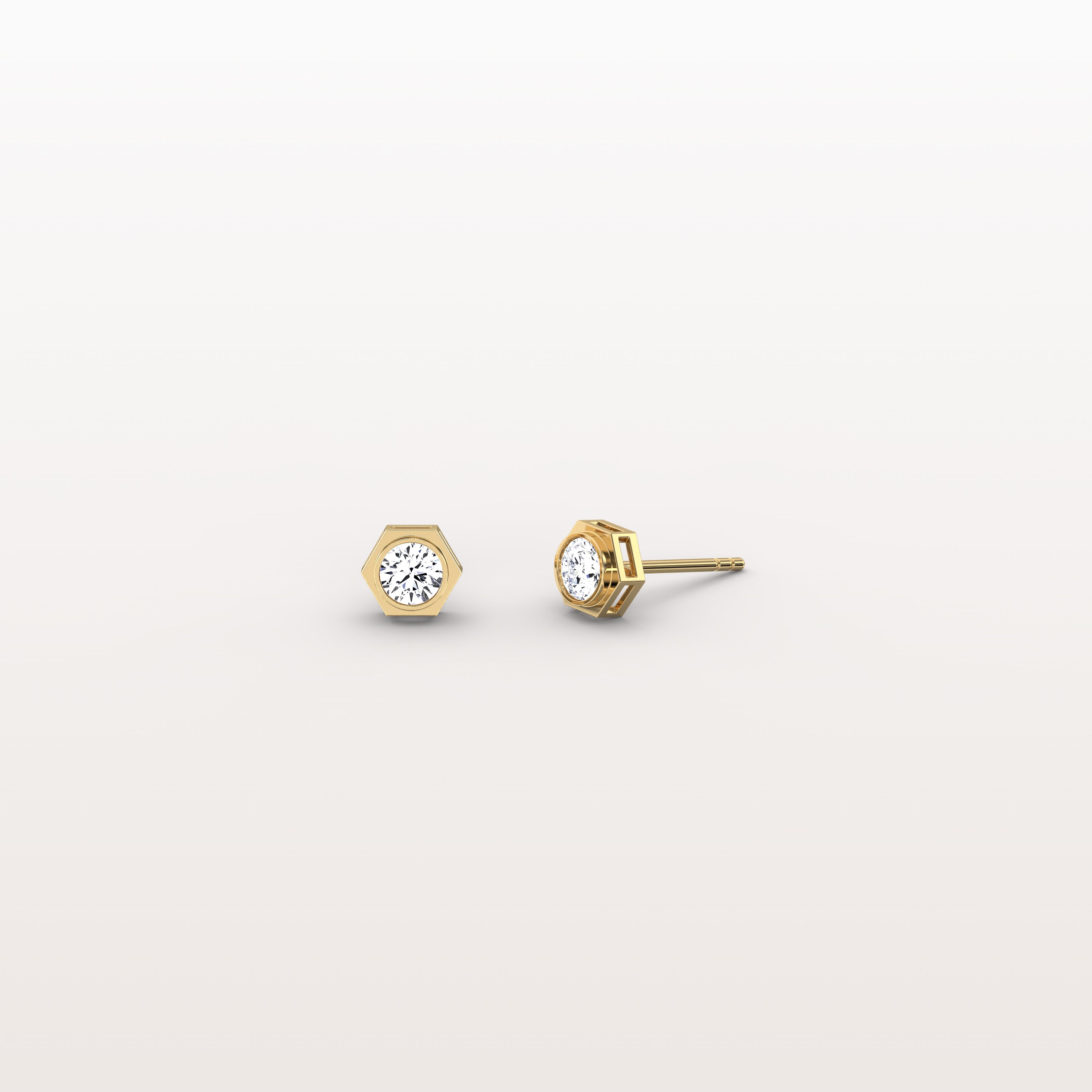 Lab Grown Diamond Hexagon Studs in 14K Solid Gold/Platinum - Earrings