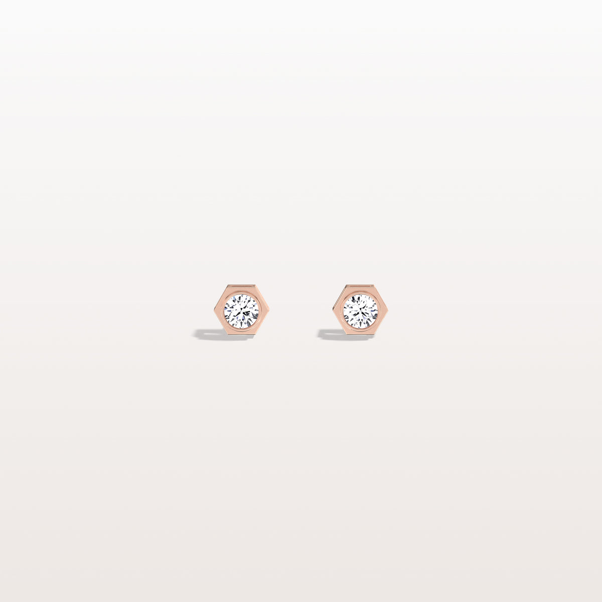 Lab Grown Diamond Hexagon Studs in 14K Solid Gold/Platinum - Earrings