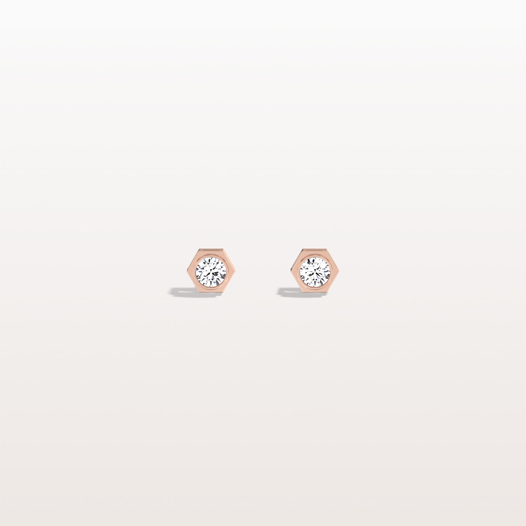 Lab Grown Diamond Hexagon Studs in 14K Solid Gold/Platinum - Earrings