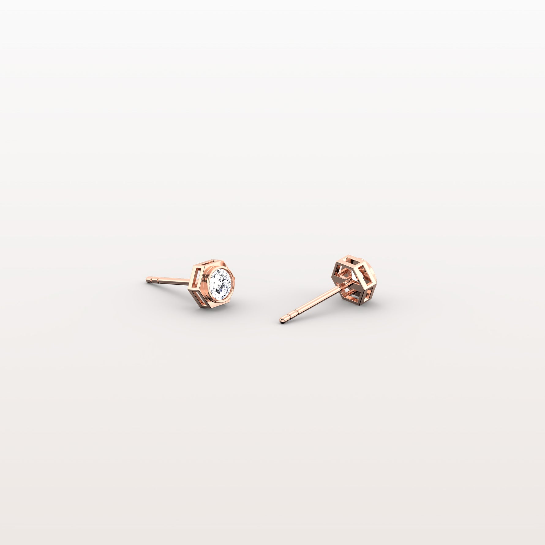 Lab Grown Diamond Hexagon Studs in 14K Solid Gold/Platinum - Earrings