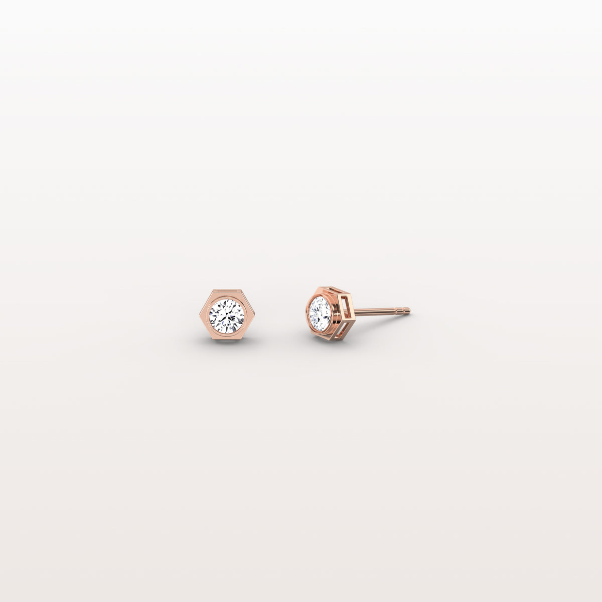 Lab Grown Diamond Hexagon Studs in 14K Solid Gold/Platinum - Earrings