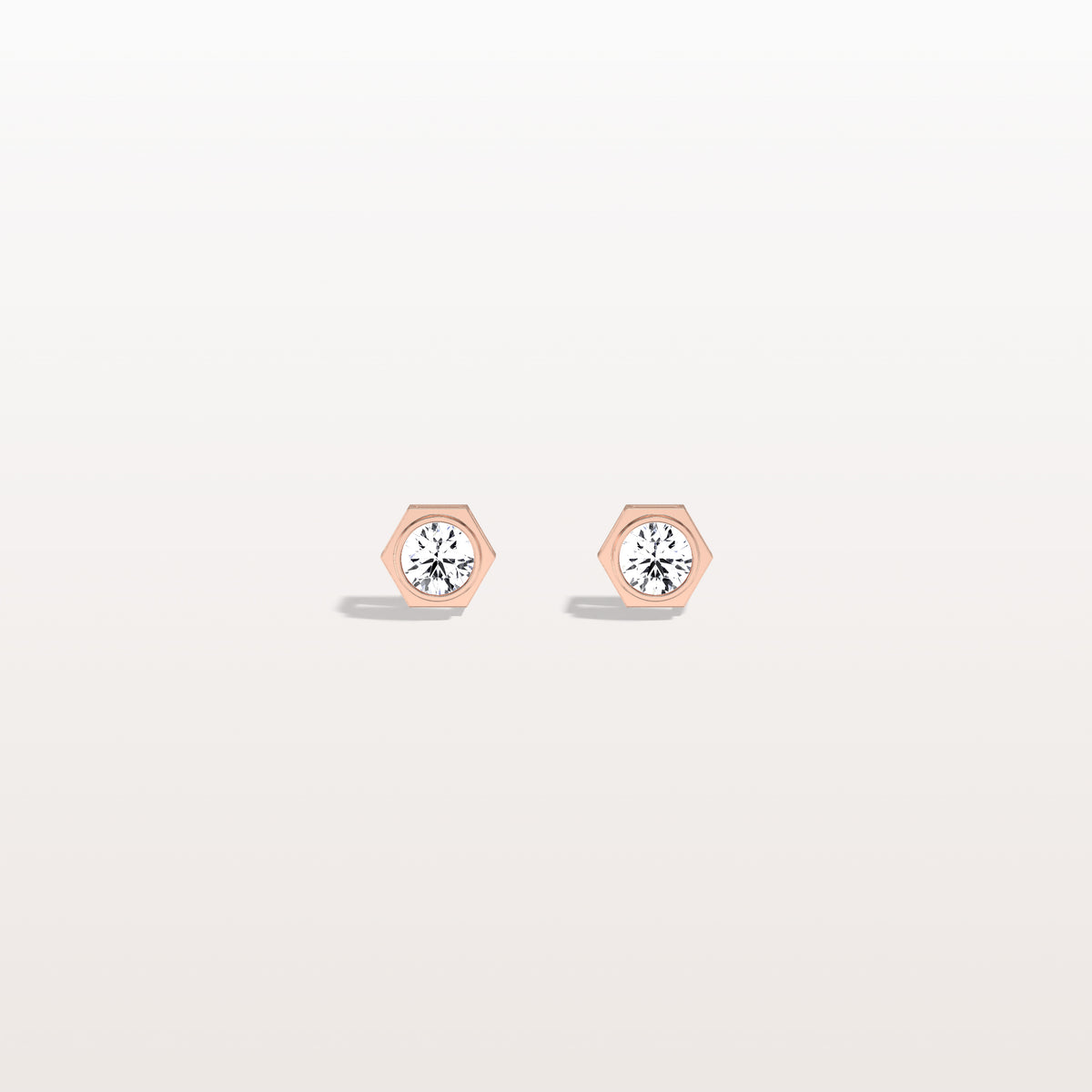 Hexagon Bezel Lab Grown Diamond Stud Earrings in 14K Yellow Gold - Earrings