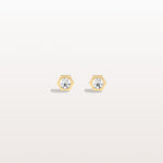 Hexagon Bezel Lab Grown Diamond Stud Earrings in 14K Yellow Gold - Earrings