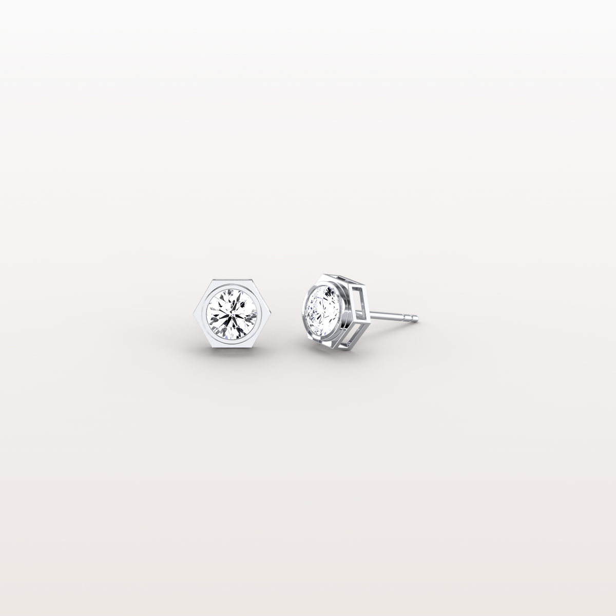 Bezel Lab Created Diamond 1CTW Stud Earrings in 14K Solid Gold - Earrings