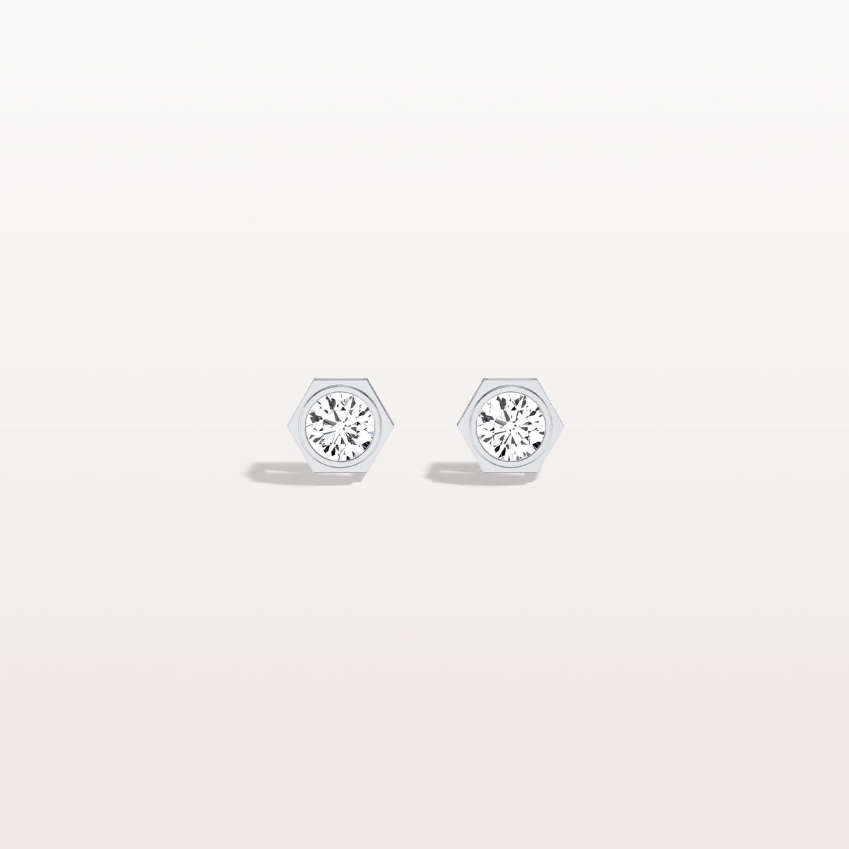 Bezel Lab Created Diamond 1CTW Stud Earrings in 14K Solid Gold - Earrings