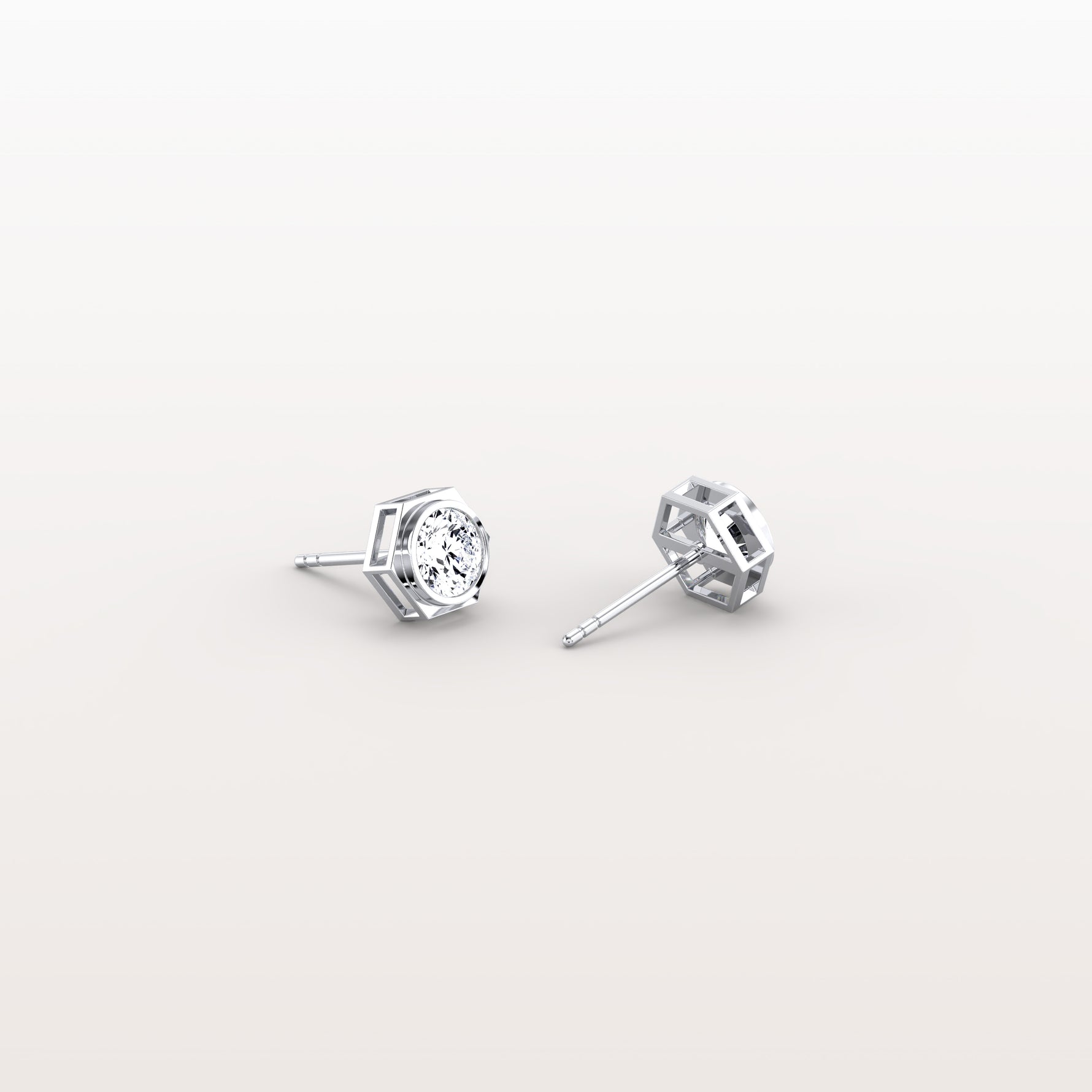 Bezel Lab Created Diamond 1CTW Stud Earrings in 14K Solid Gold - Earrings