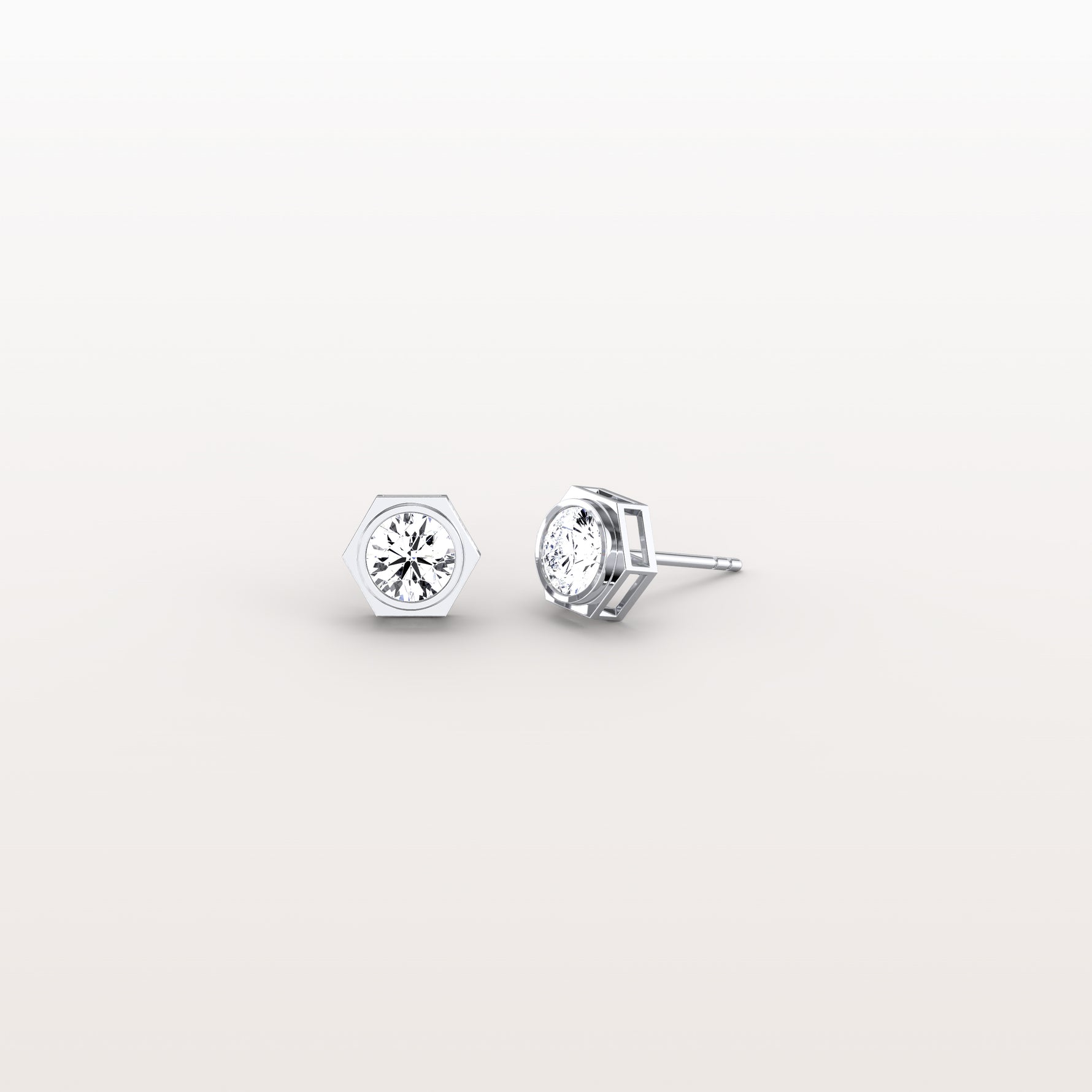 Bezel Lab Created Diamond 1CTW Stud Earrings in 14K Solid Gold - Earrings