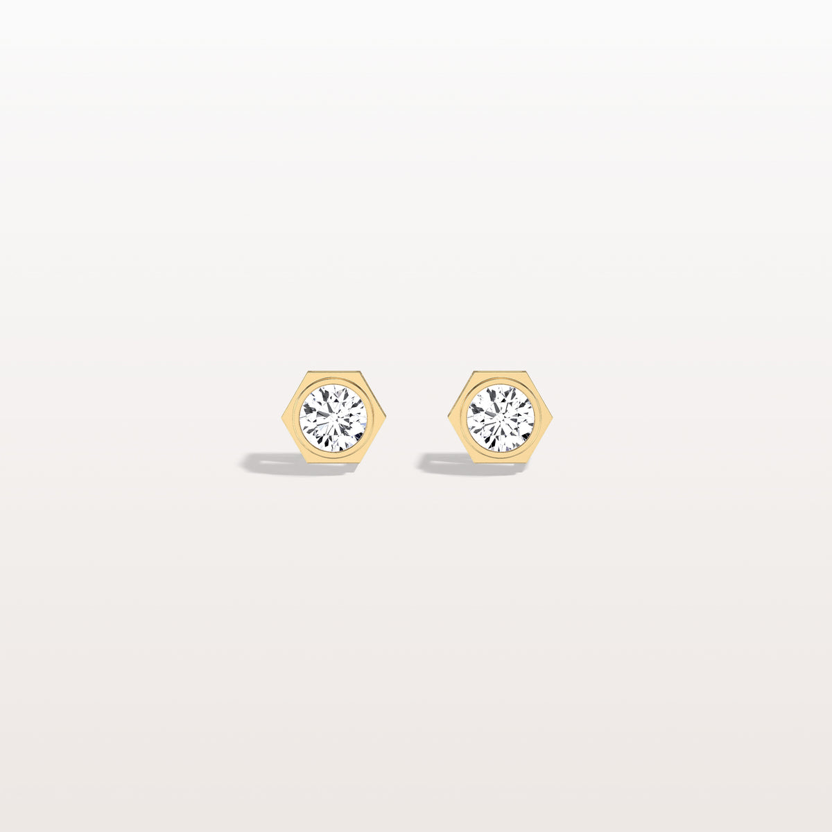Bezel Lab Created Diamond 1CTW Stud Earrings in 14K Solid Gold - Earrings
