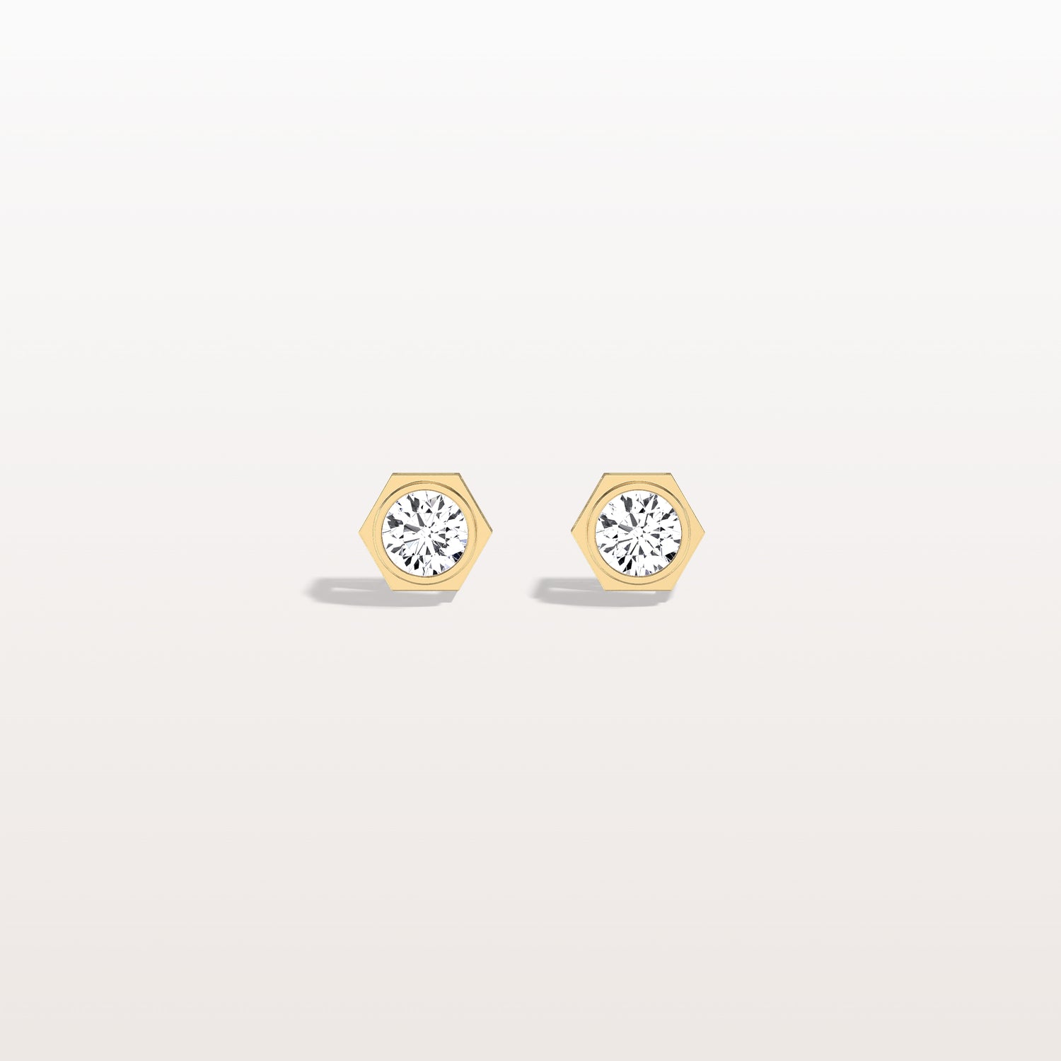 Bezel Lab Created Diamond 1CTW Stud Earrings in 14K Solid Gold - Earrings