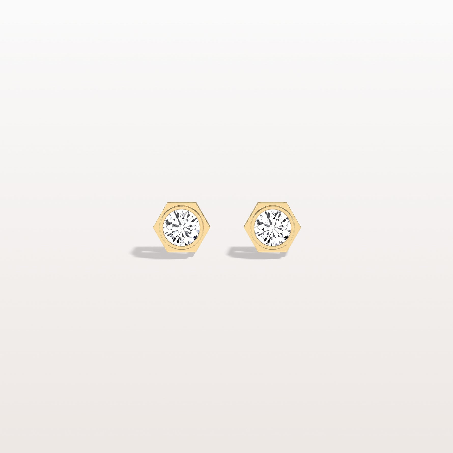 Bezel Lab Created Diamond 1CTW Stud Earrings in 14K Solid Gold - Earrings