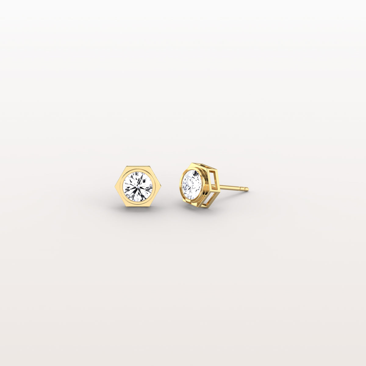 Bezel Lab Created Diamond 1CTW Stud Earrings in 14K Solid Gold - Earrings