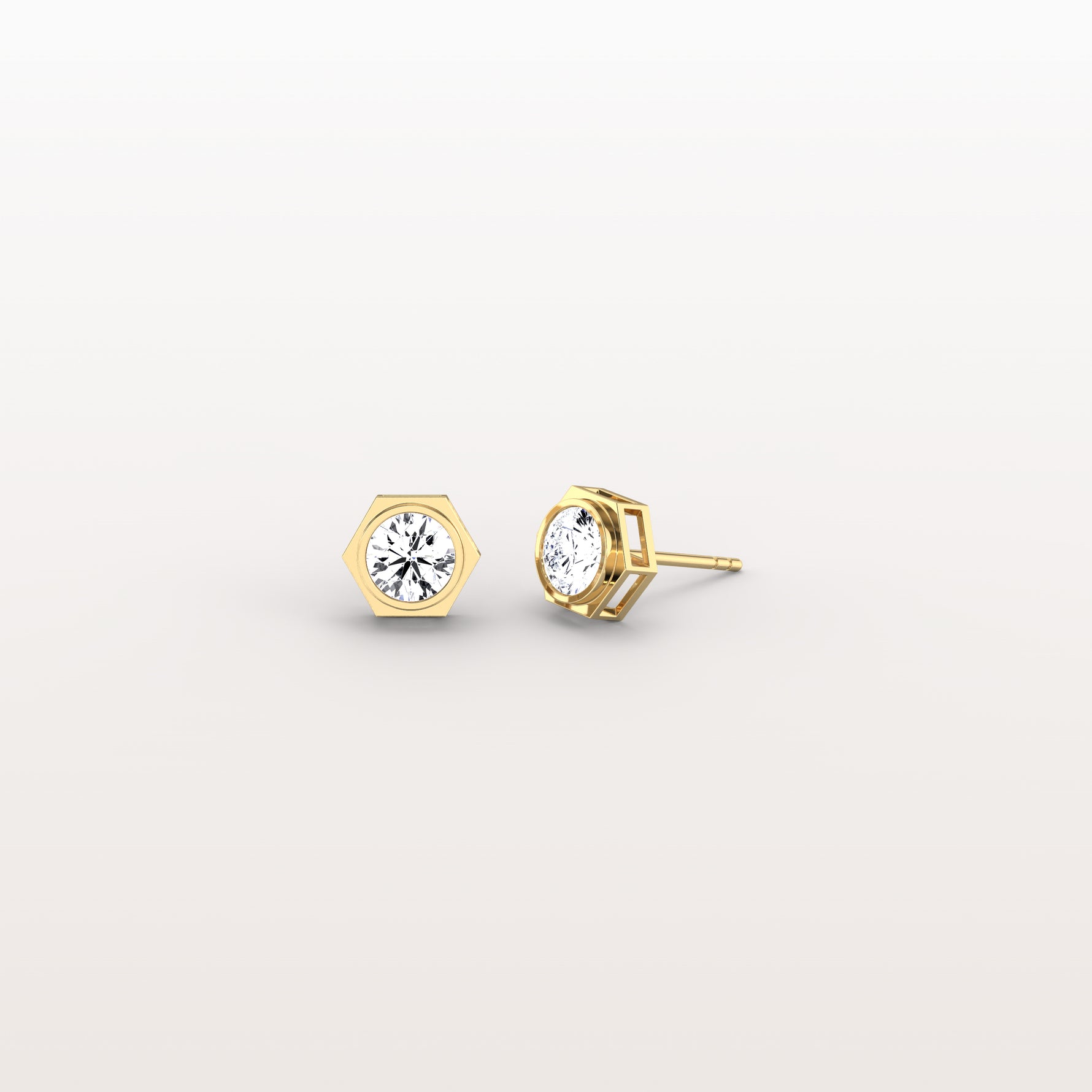 Bezel Lab Created Diamond 1CTW Stud Earrings in 14K Solid Gold - Earrings