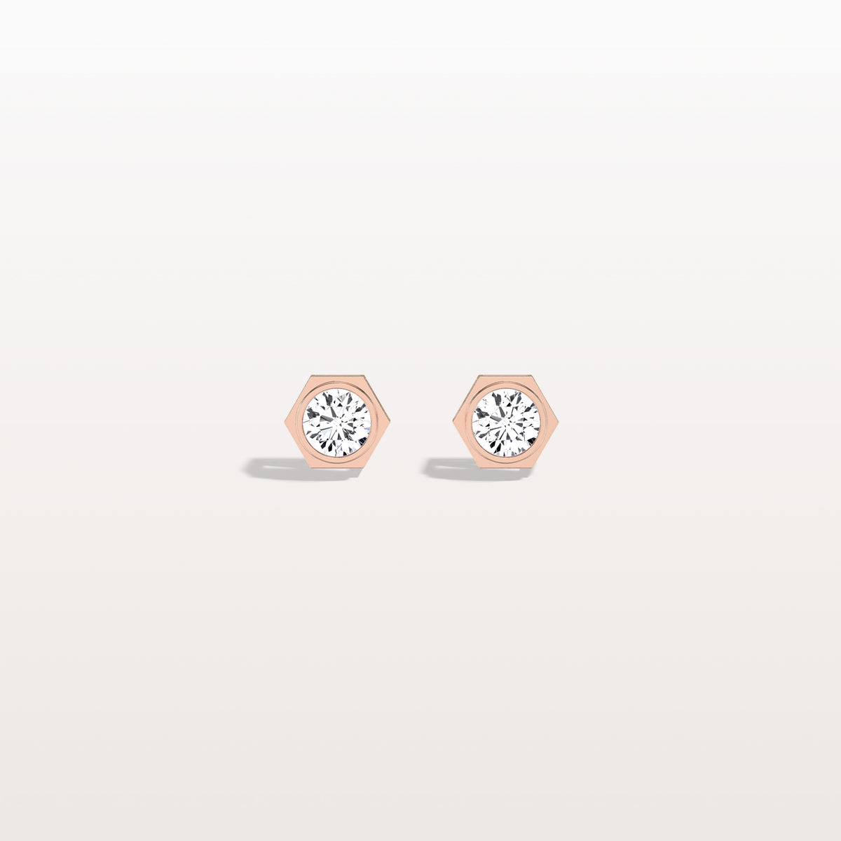 Bezel Lab Created Diamond 1CTW Stud Earrings in 14K Solid Gold - Earrings