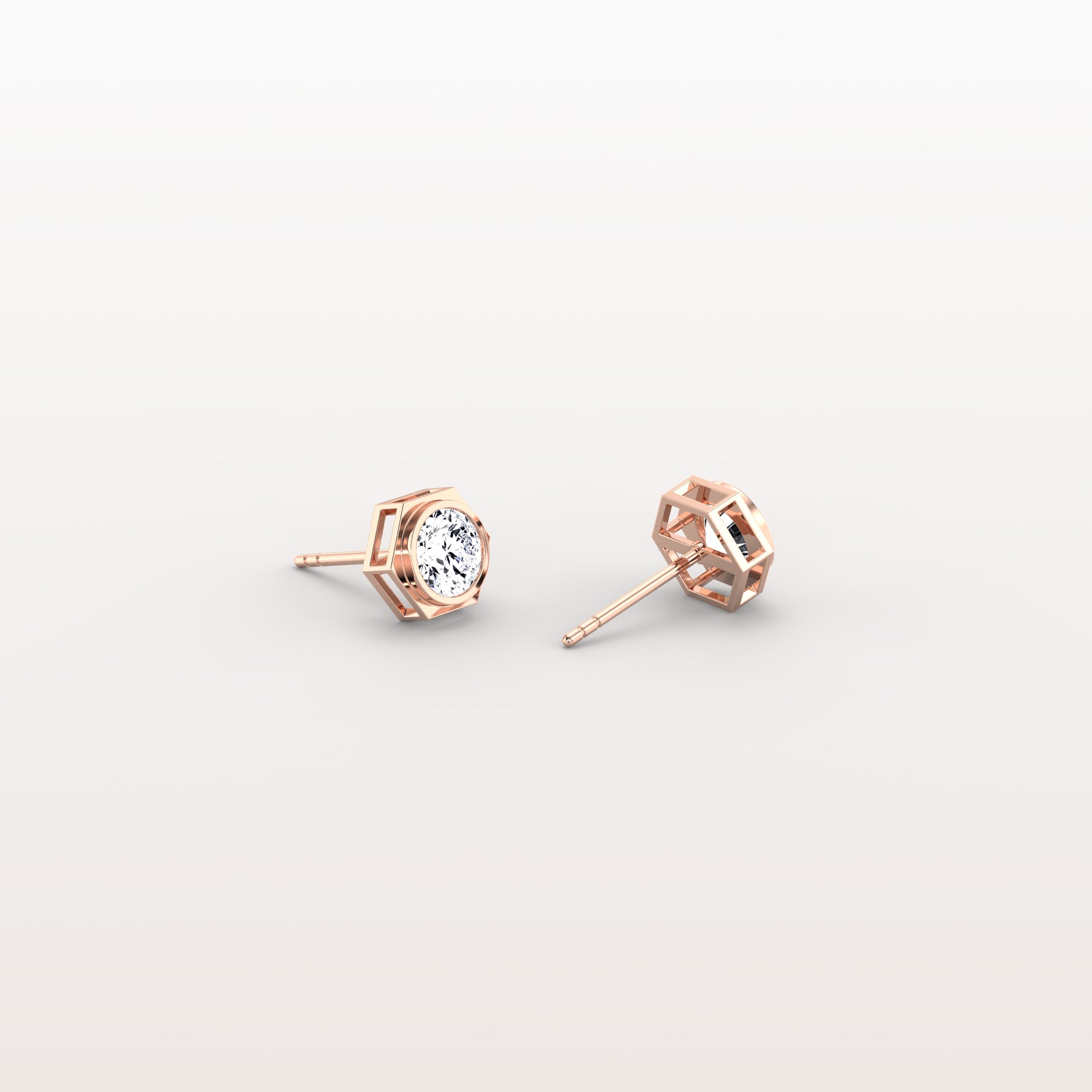 Bezel Lab Created Diamond 1CTW Stud Earrings in 14K Solid Gold - Earrings