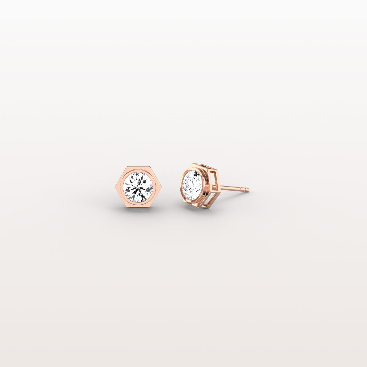 Bezel Lab Created Diamond 1CTW Stud Earrings in 14K Solid Gold - Earrings