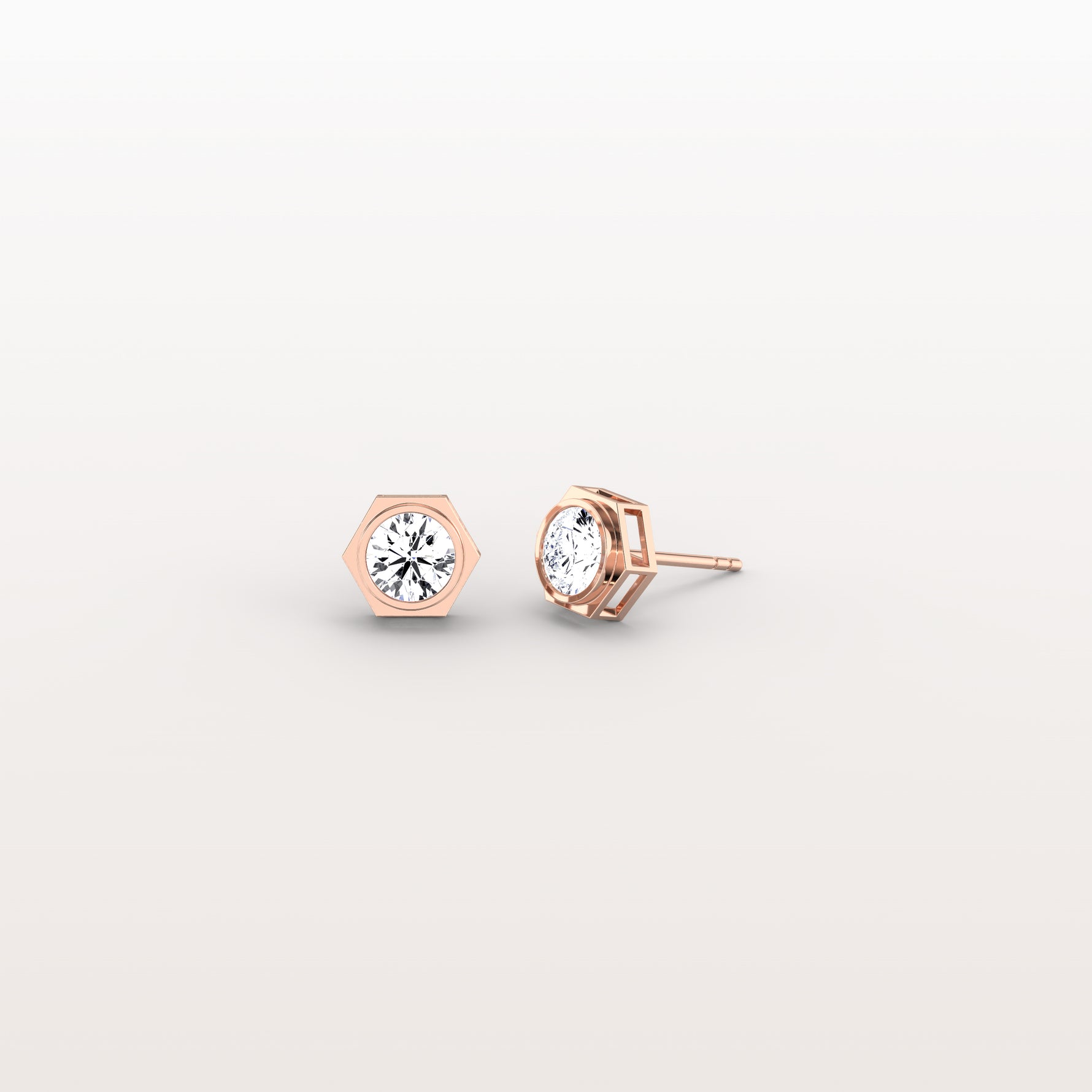 Bezel Lab Created Diamond 1CTW Stud Earrings in 14K Solid Gold - Earrings