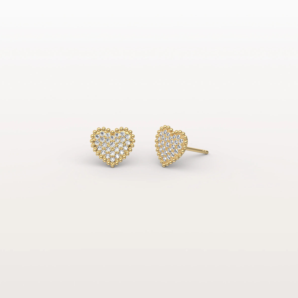 Heart - Shaped Lab Created Diamond Studs in 14K Solid Gold - Earrings