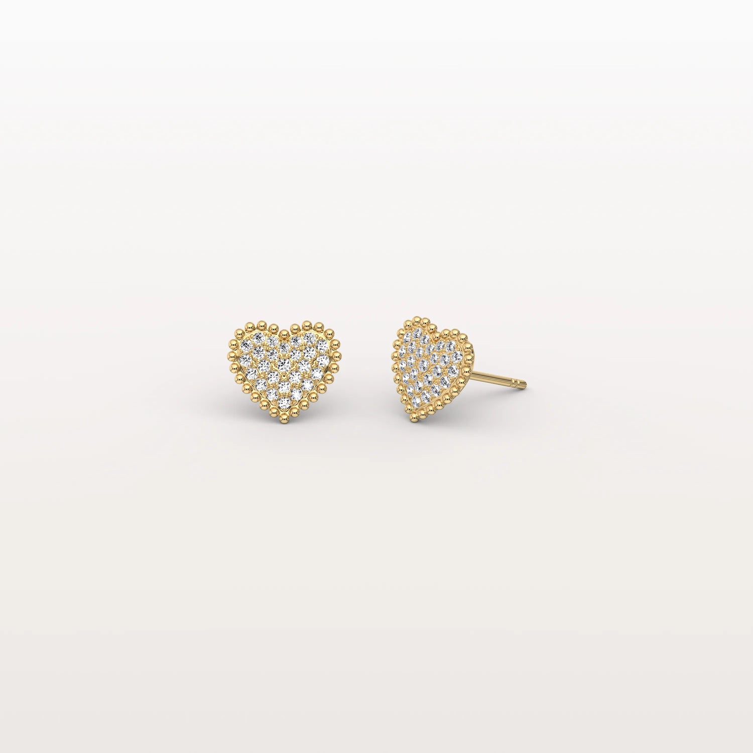 Heart - Shaped Lab Created Diamond Studs in 14K Solid Gold - Earrings