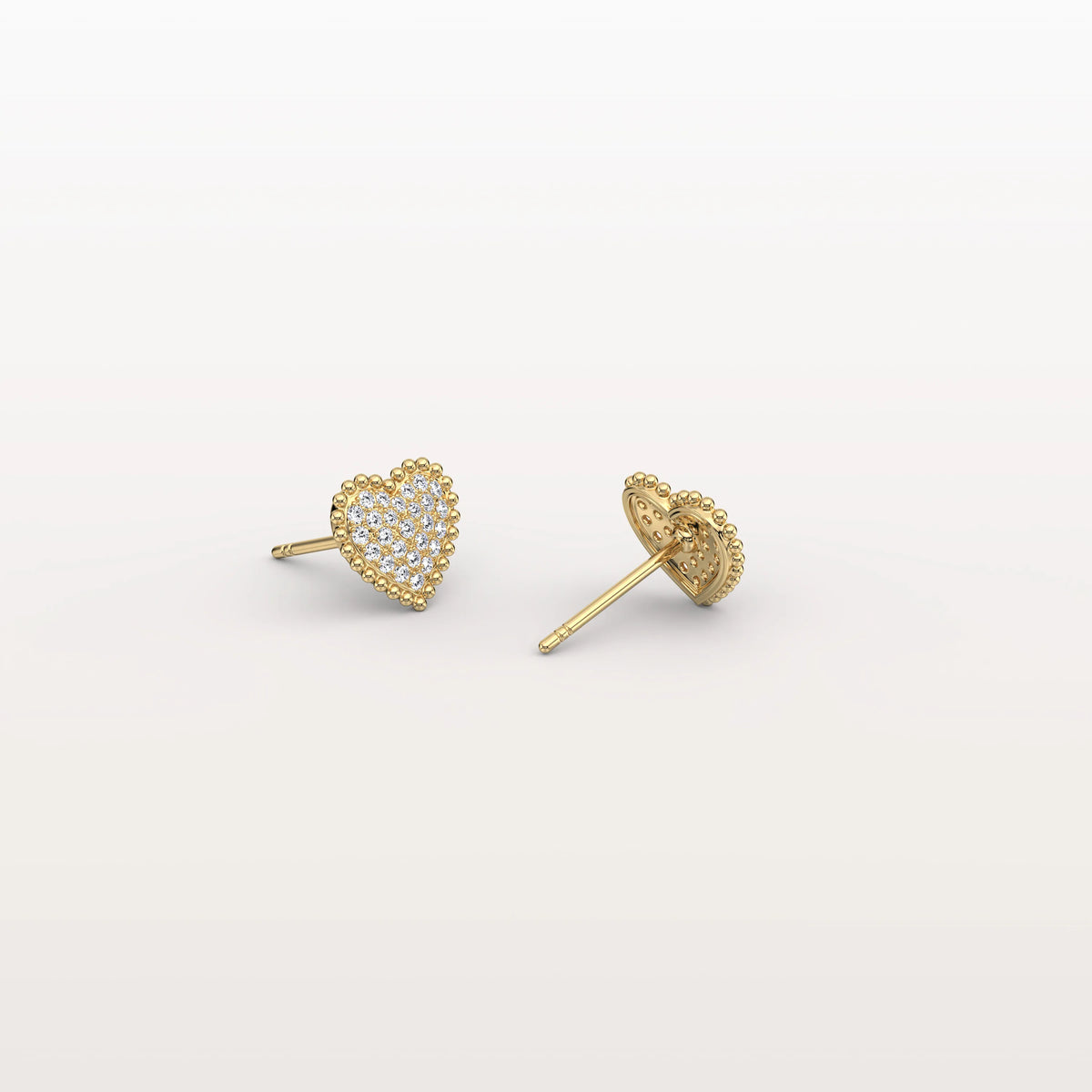 Heart - Shaped Lab Created Diamond Studs in 14K Solid Gold - Earrings