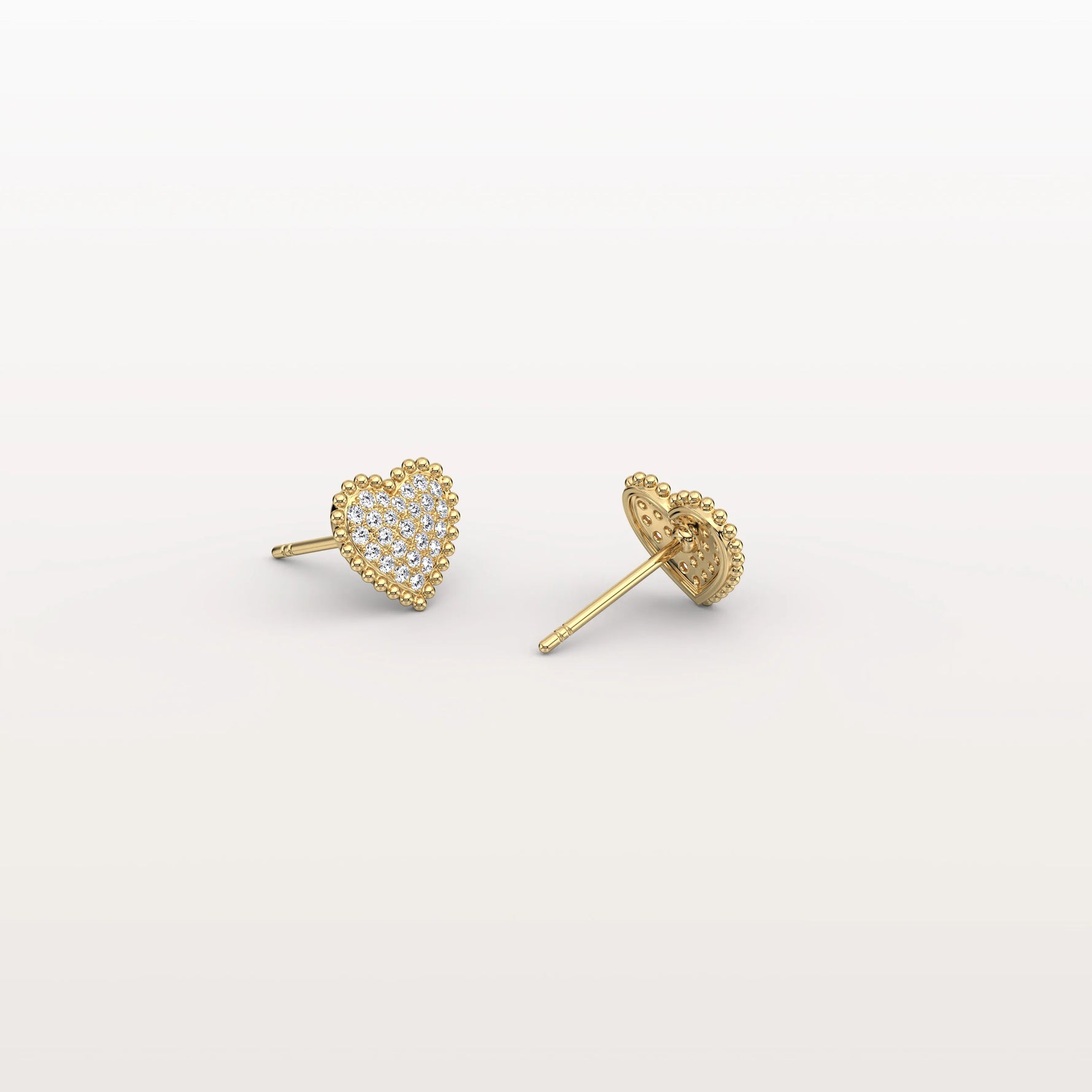 Heart - Shaped Lab Created Diamond Studs in 14K Solid Gold - Earrings