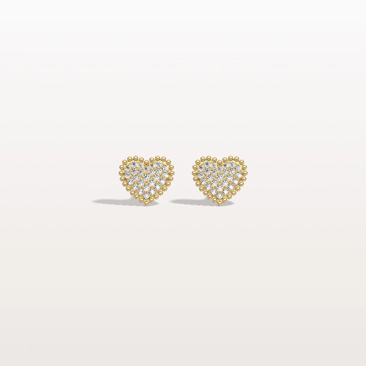 Heart - Shaped Lab Created Diamond Studs in 14K Solid Gold - Earrings