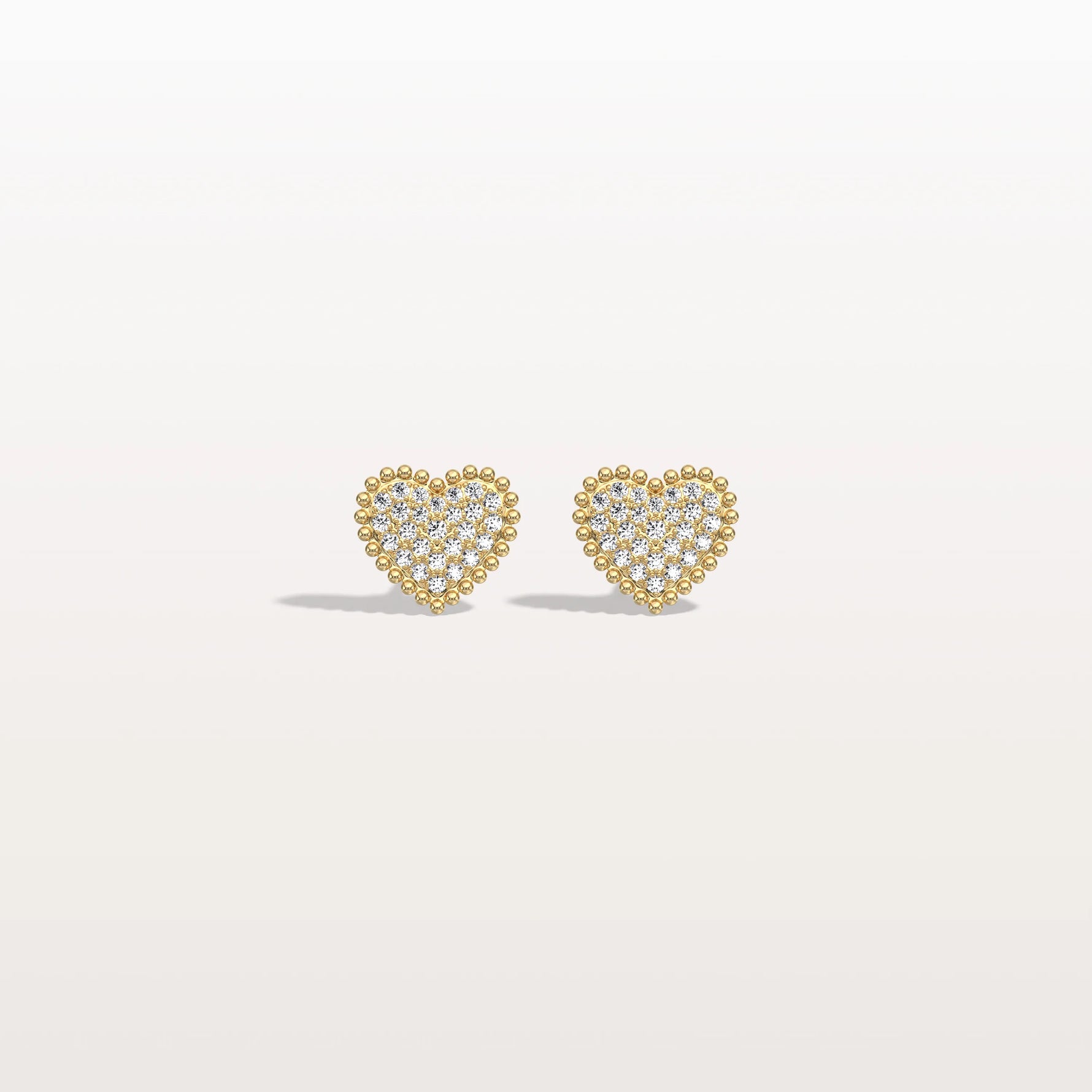 Heart - Shaped Lab Created Diamond Studs in 14K Solid Gold - Earrings