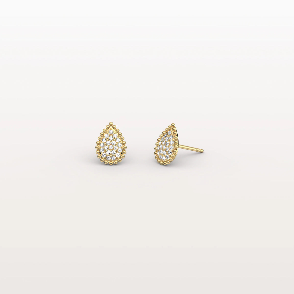 Beaded Teardrop Lab Grown Diamond Earrings in 14K White Gold - Earrings