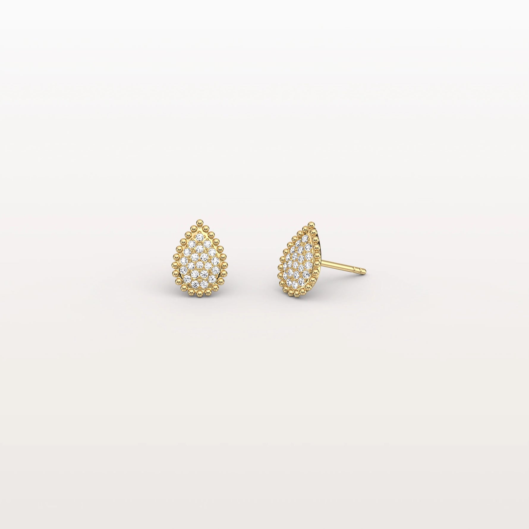 Beaded Teardrop Lab Grown Diamond Earrings in 14K White Gold - Earrings