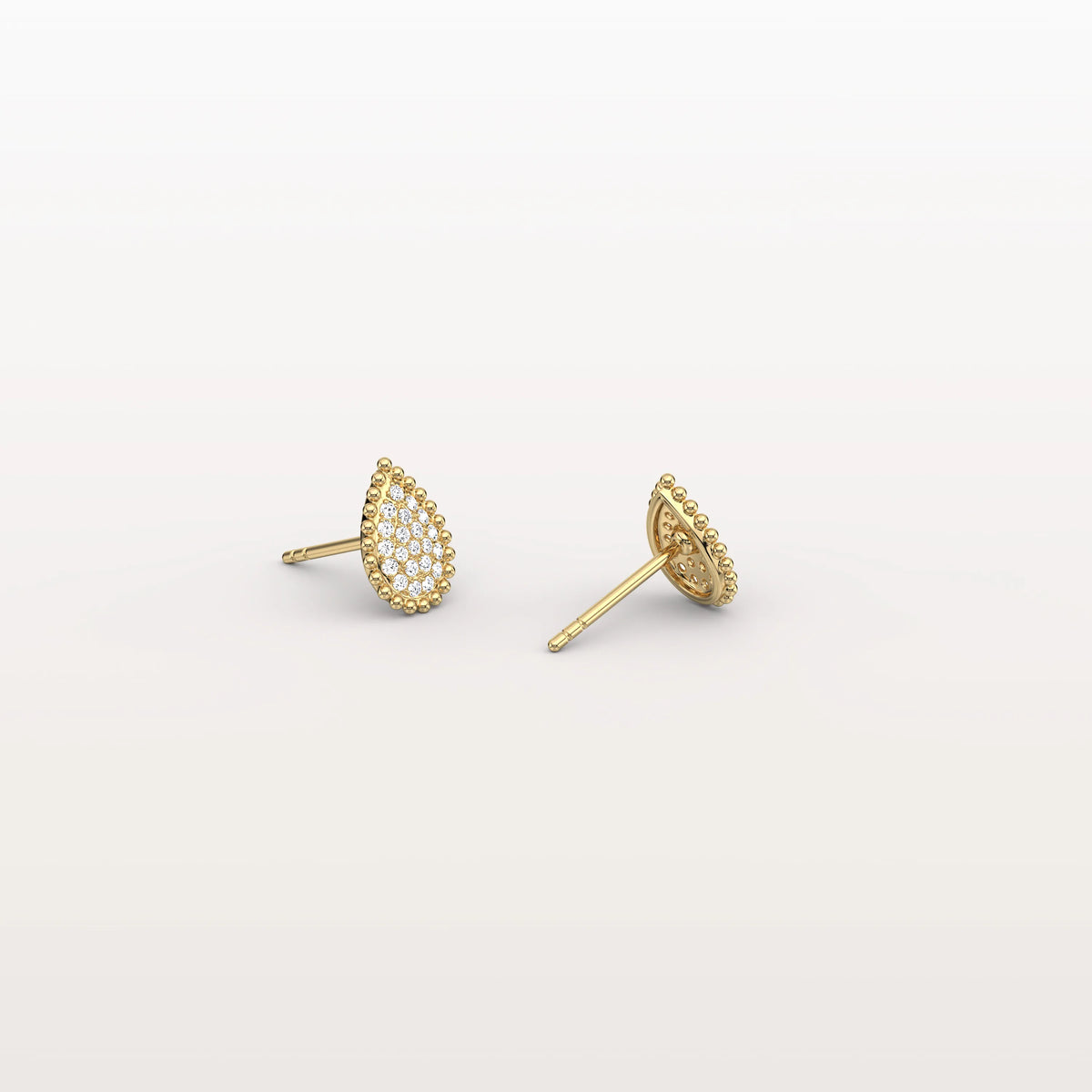 Beaded Teardrop Lab Grown Diamond Earrings in 14K White Gold - Earrings