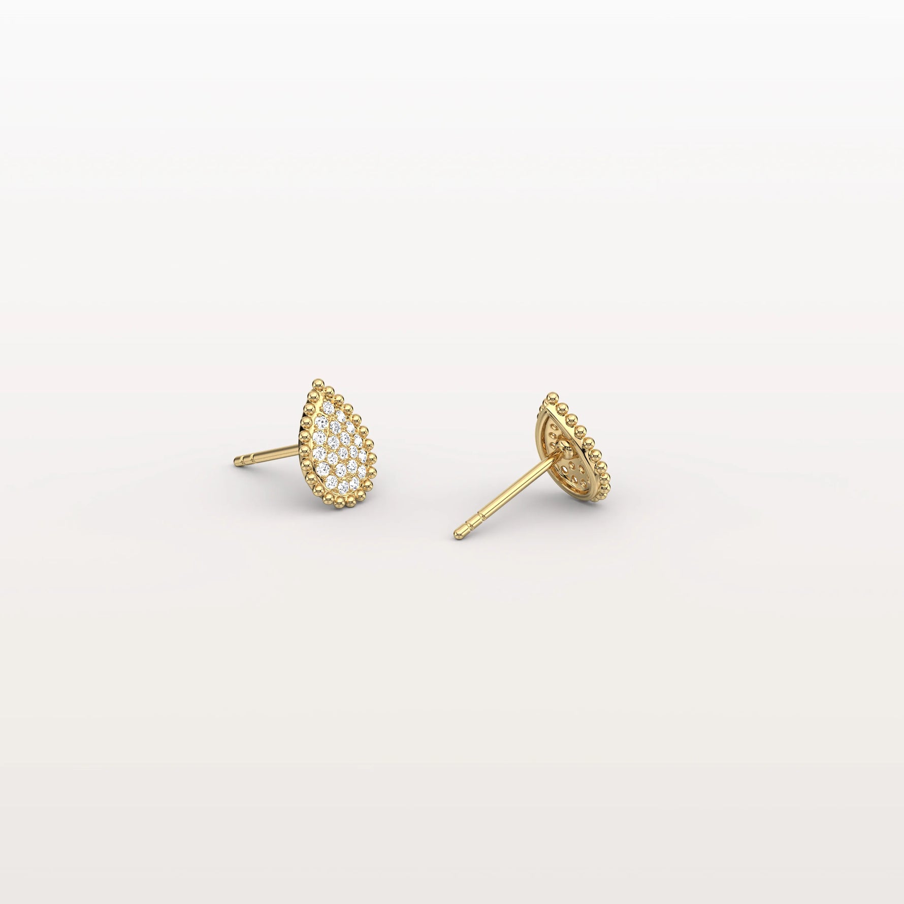 Beaded Teardrop Lab Grown Diamond Earrings in 14K White Gold - Earrings