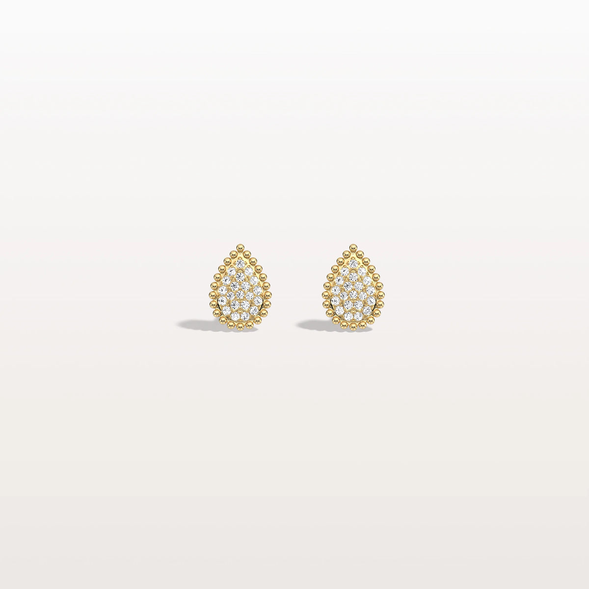 Beaded Teardrop Lab Grown Diamond Earrings in 14K White Gold - Earrings