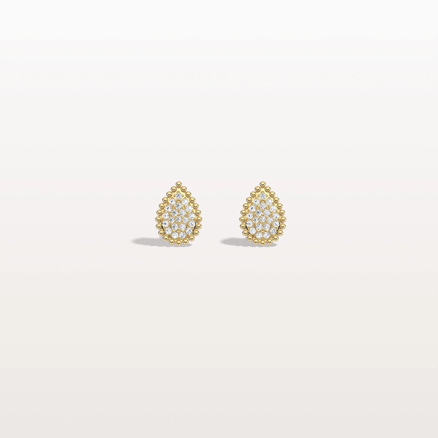 Beaded Teardrop Lab Grown Diamond Earrings in 14K White Gold - Earrings