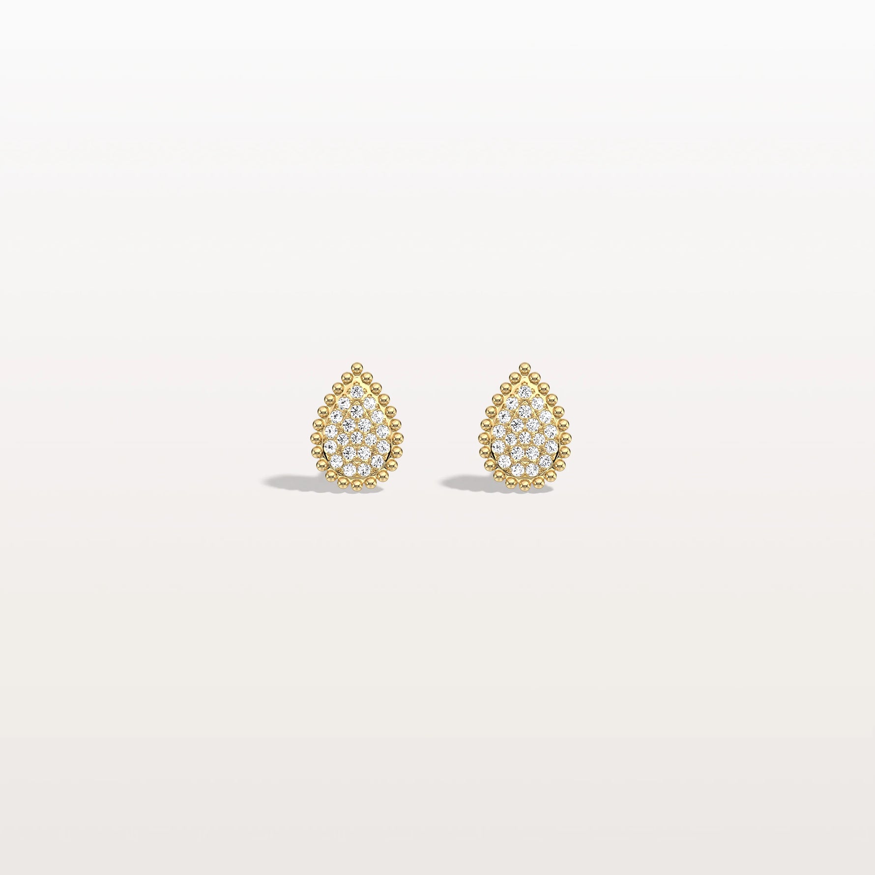 Beaded Teardrop Lab Grown Diamond Earrings in 14K White Gold - Earrings