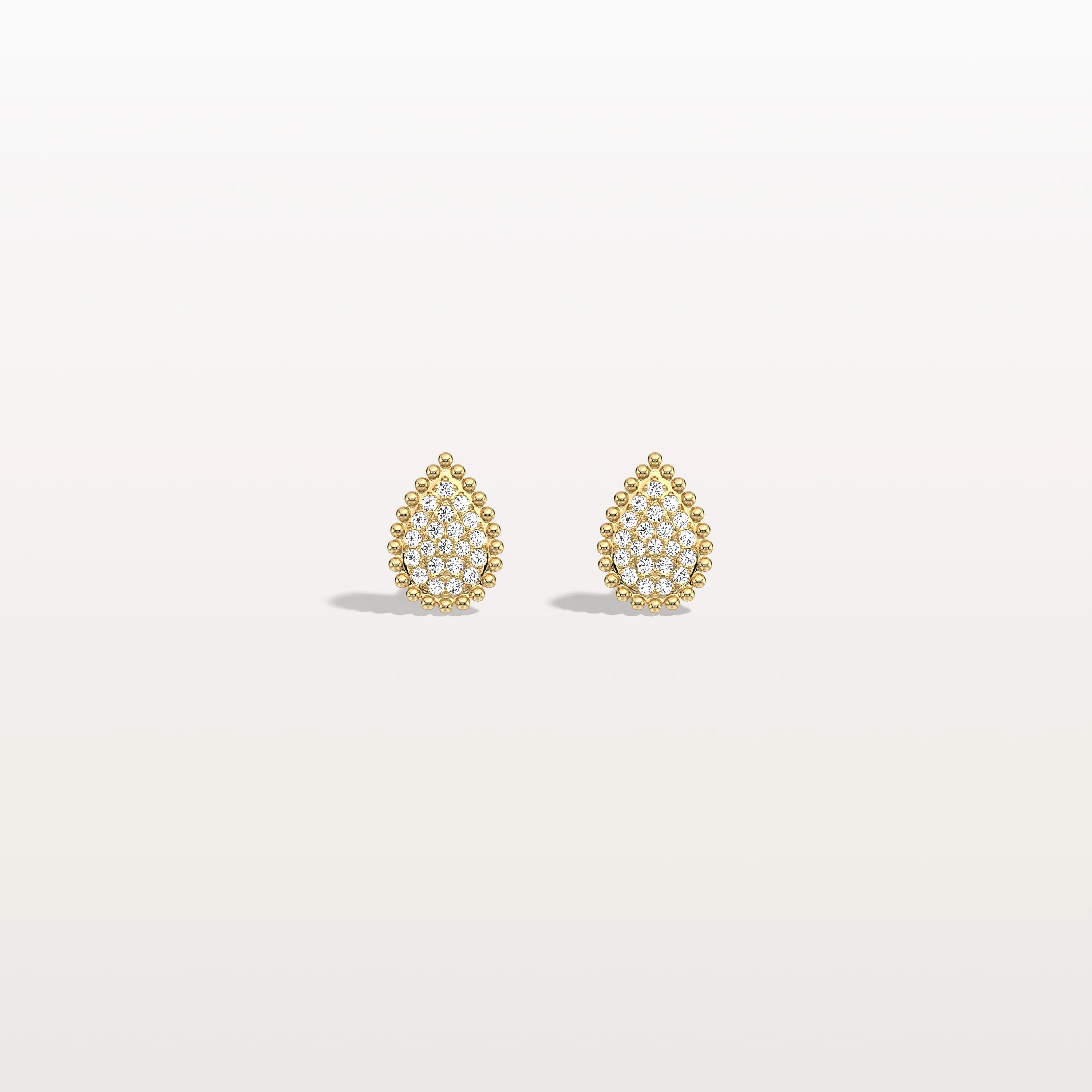 Beaded Teardrop Lab Grown Diamond Earrings in 14K White Gold - Earrings