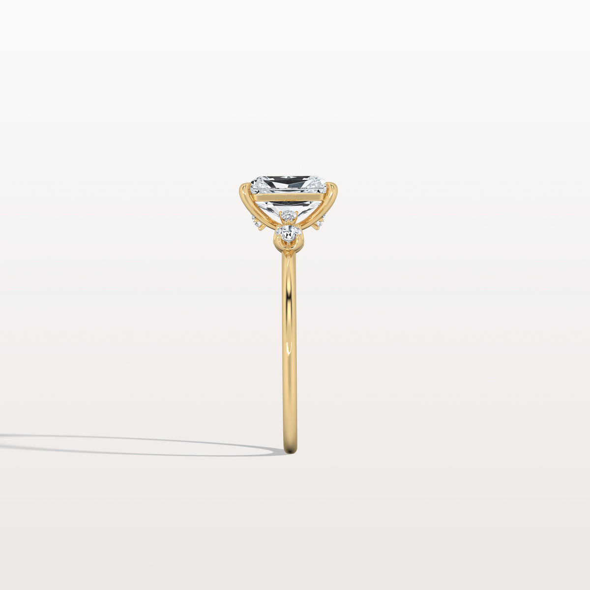 1CT Radiant Cut Lab Grown Diamond Three Stones Engagment Ring - Rings