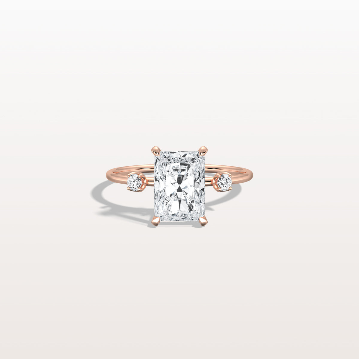2CT Radiant Cut Lab Grown Diamond Three Stones Engagment Ring - Rings