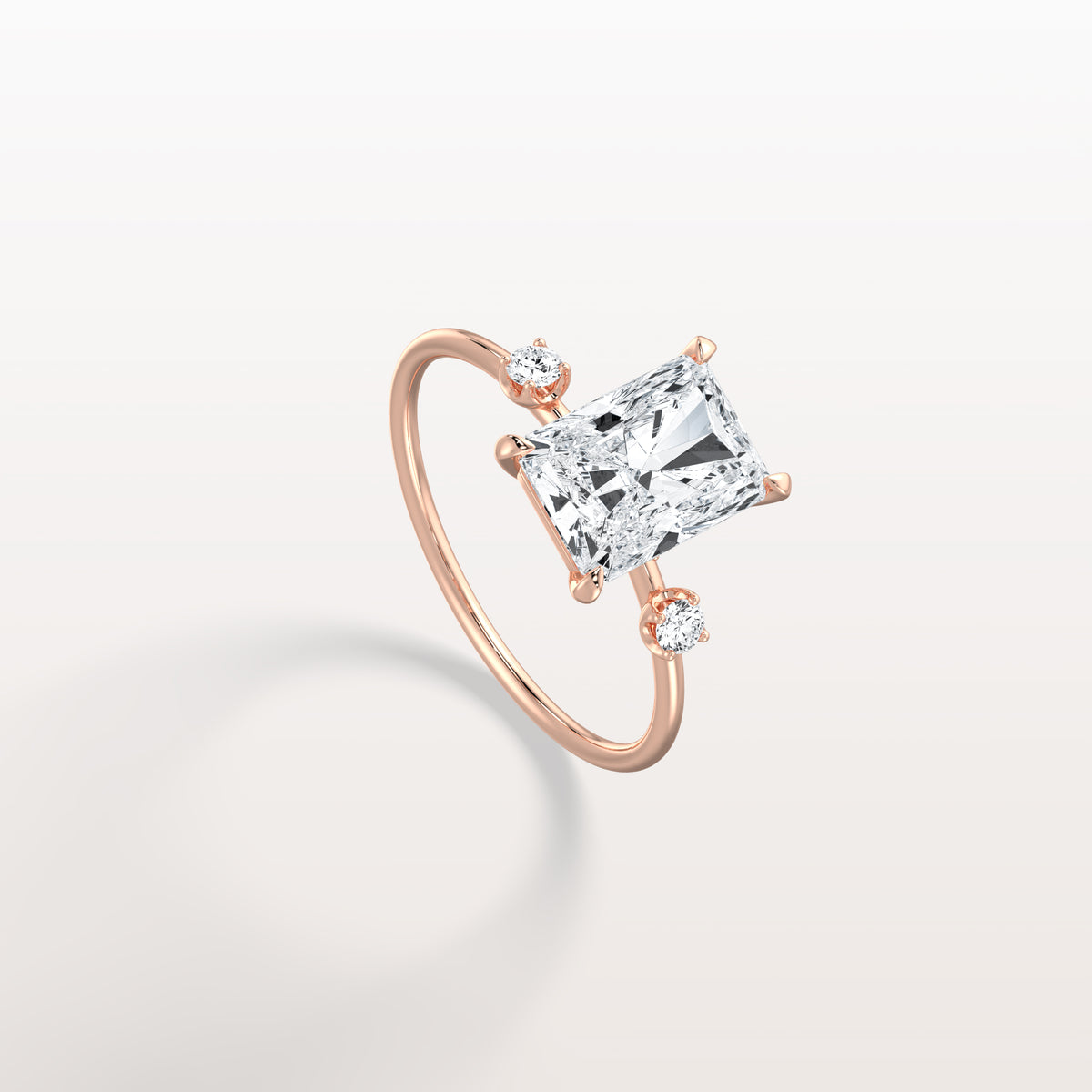 2CT Radiant Cut Lab Grown Diamond Three Stones Engagment Ring - Rings