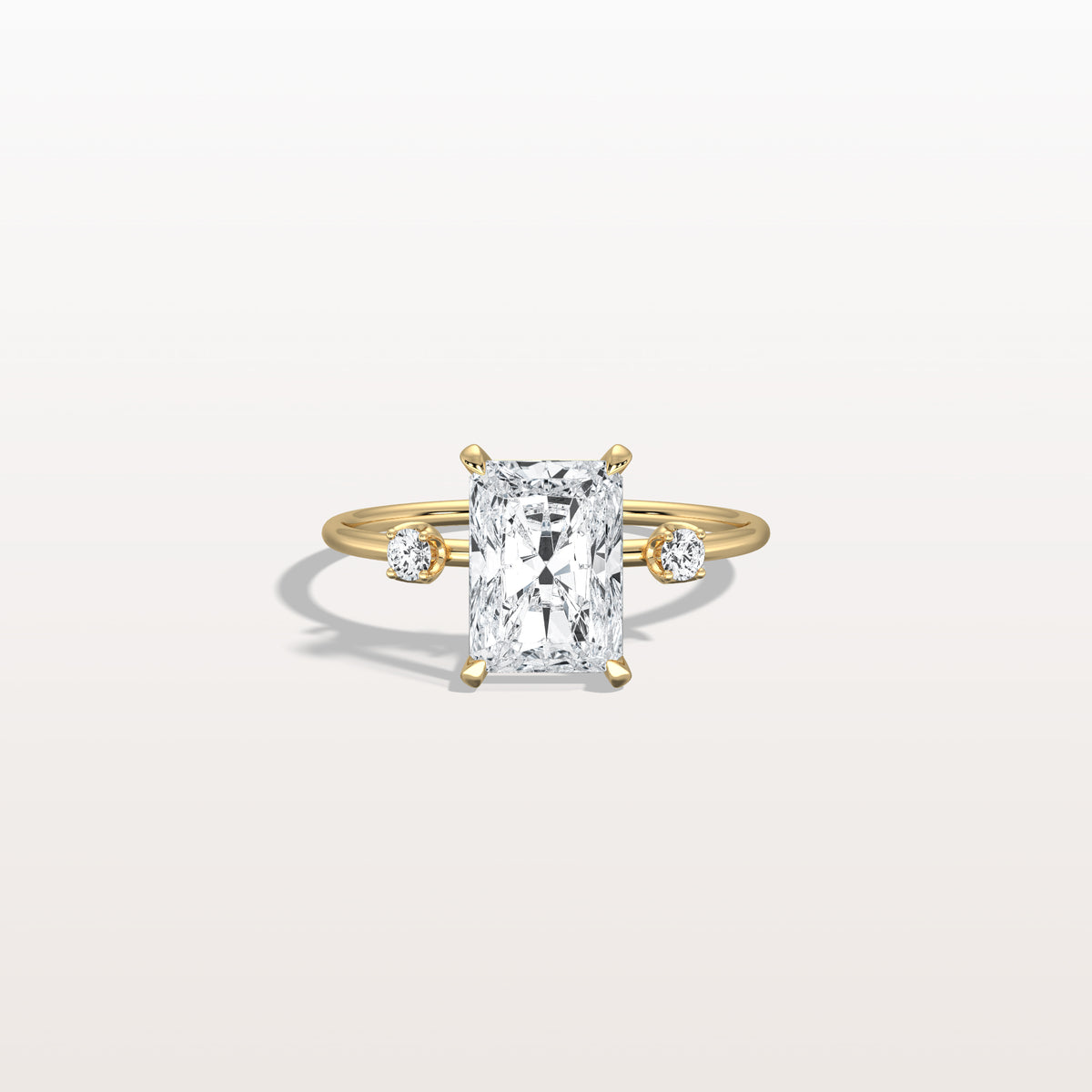 2CT Radiant Cut Lab Grown Diamond Three Stones Engagment Ring - Rings