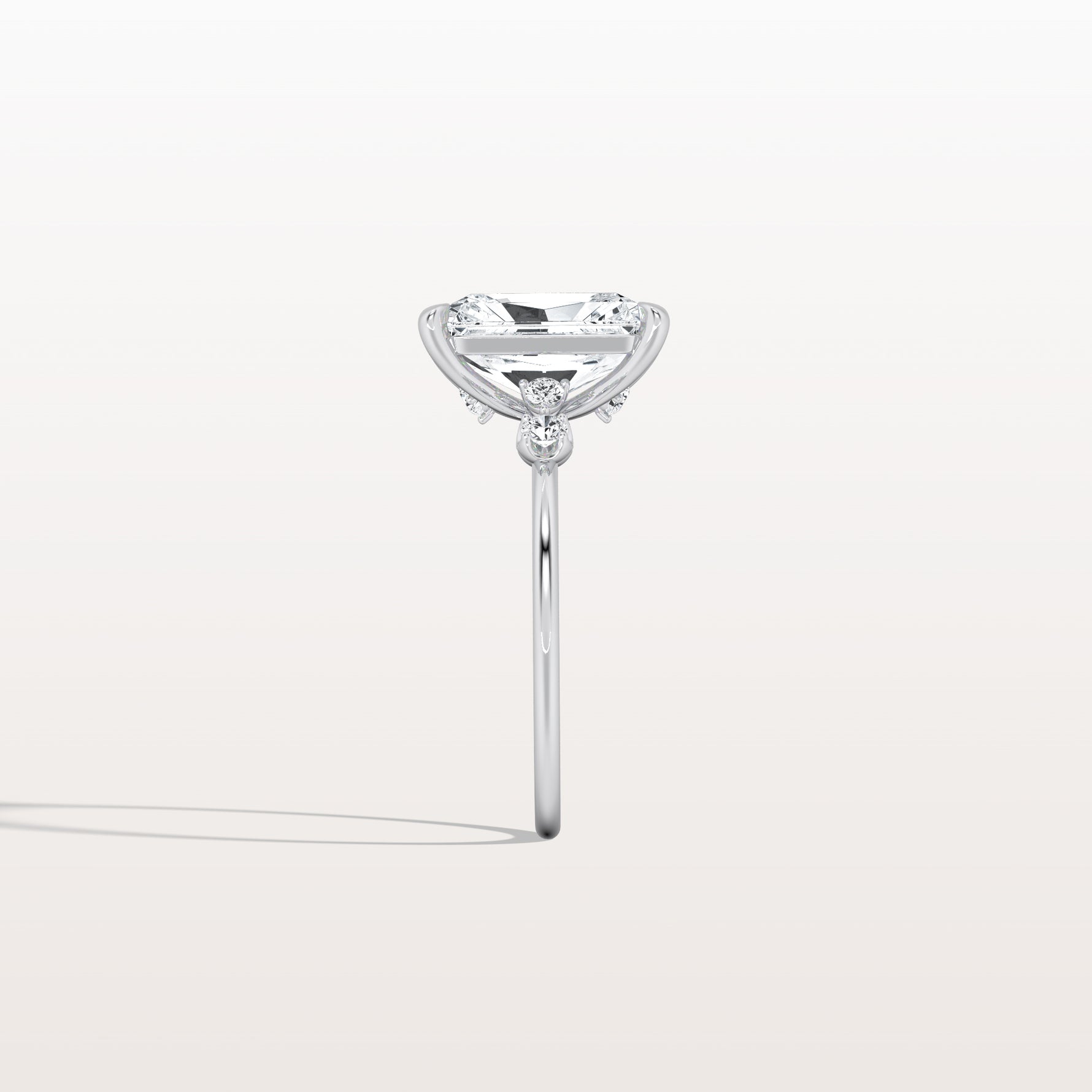 3CT Radiant Cut Lab Grown Diamond Three Stones Engagment Ring - Rings
