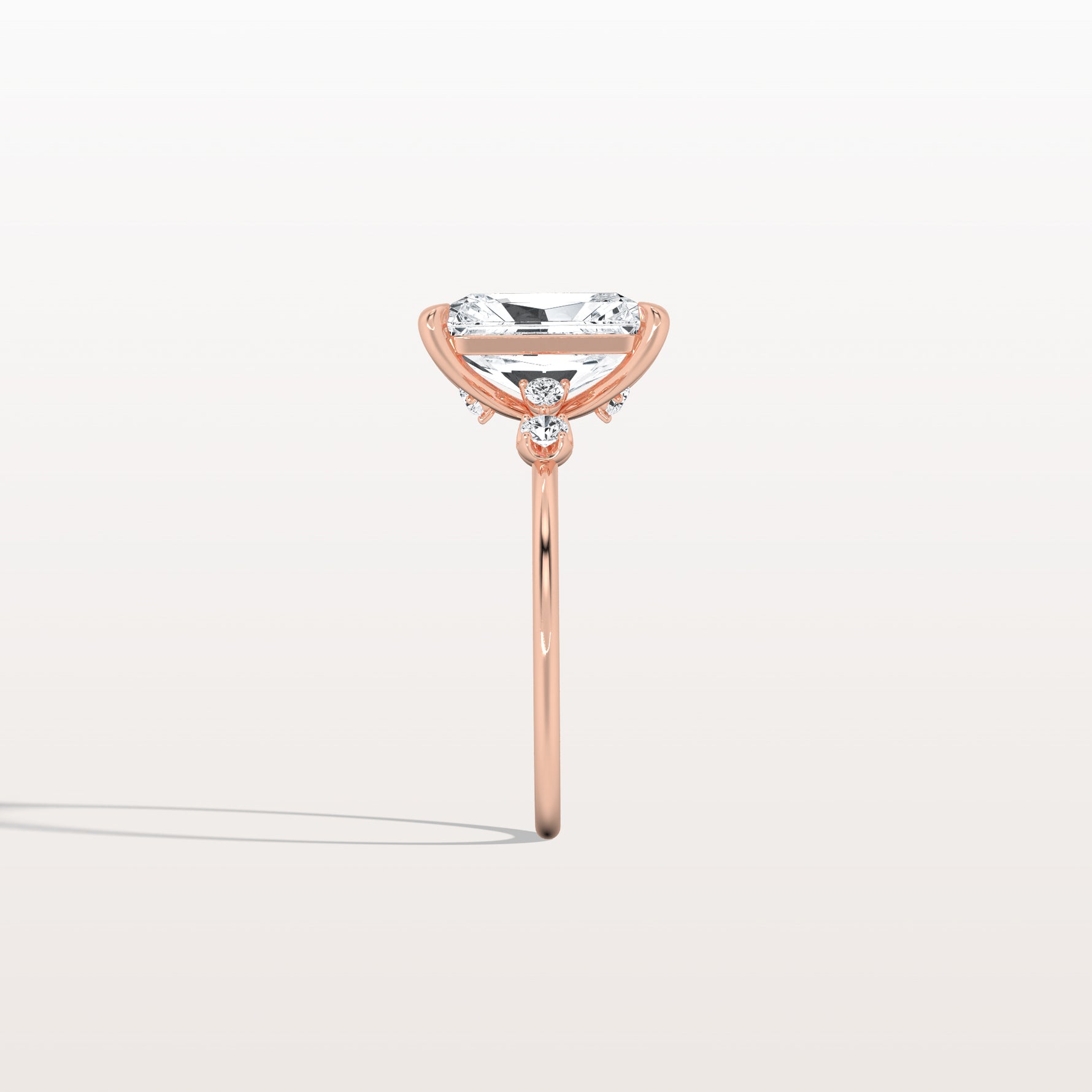 3CT Radiant Cut Lab Grown Diamond Three Stones Engagment Ring - Rings