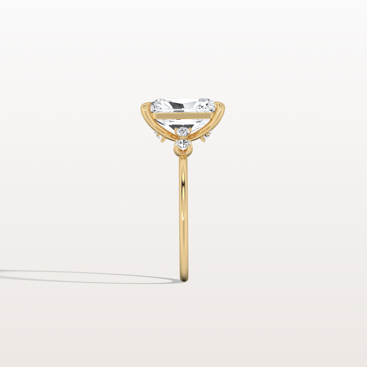 3CT Radiant Cut Lab Grown Diamond Three Stones Engagment Ring - Rings