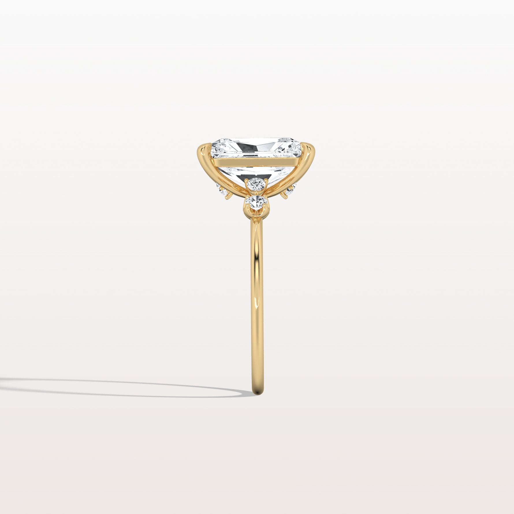 3CT Radiant Cut Lab Grown Diamond Three Stones Engagment Ring - Rings