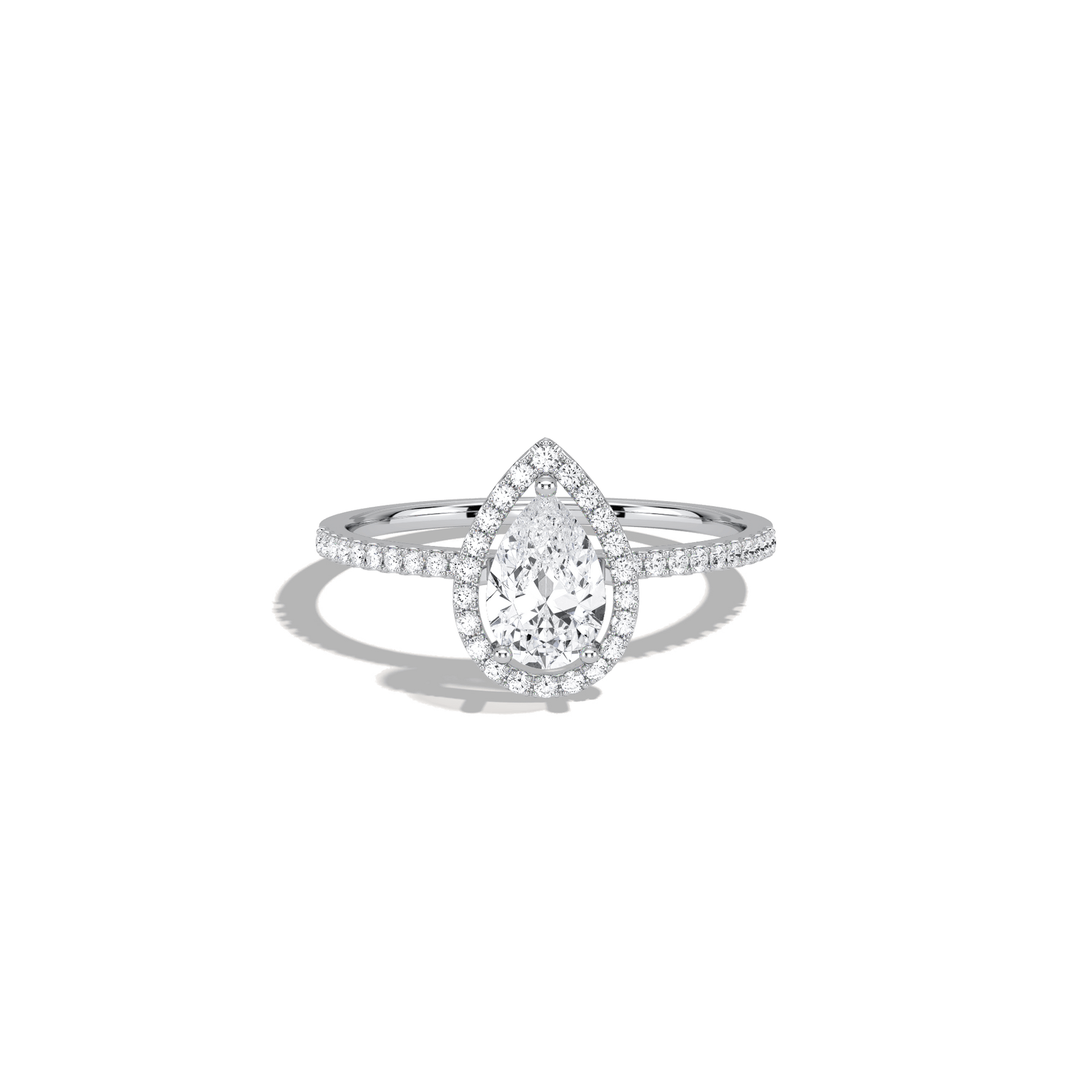 0.5CT Lab Grown Diamond Pear Cut Halo Engagement Ring In 14K Solid Gold/Platinum - Rings