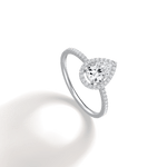 0.5CT Lab Grown Diamond Pear Cut Halo Engagement Ring In 14K Solid Gold/Platinum - Rings