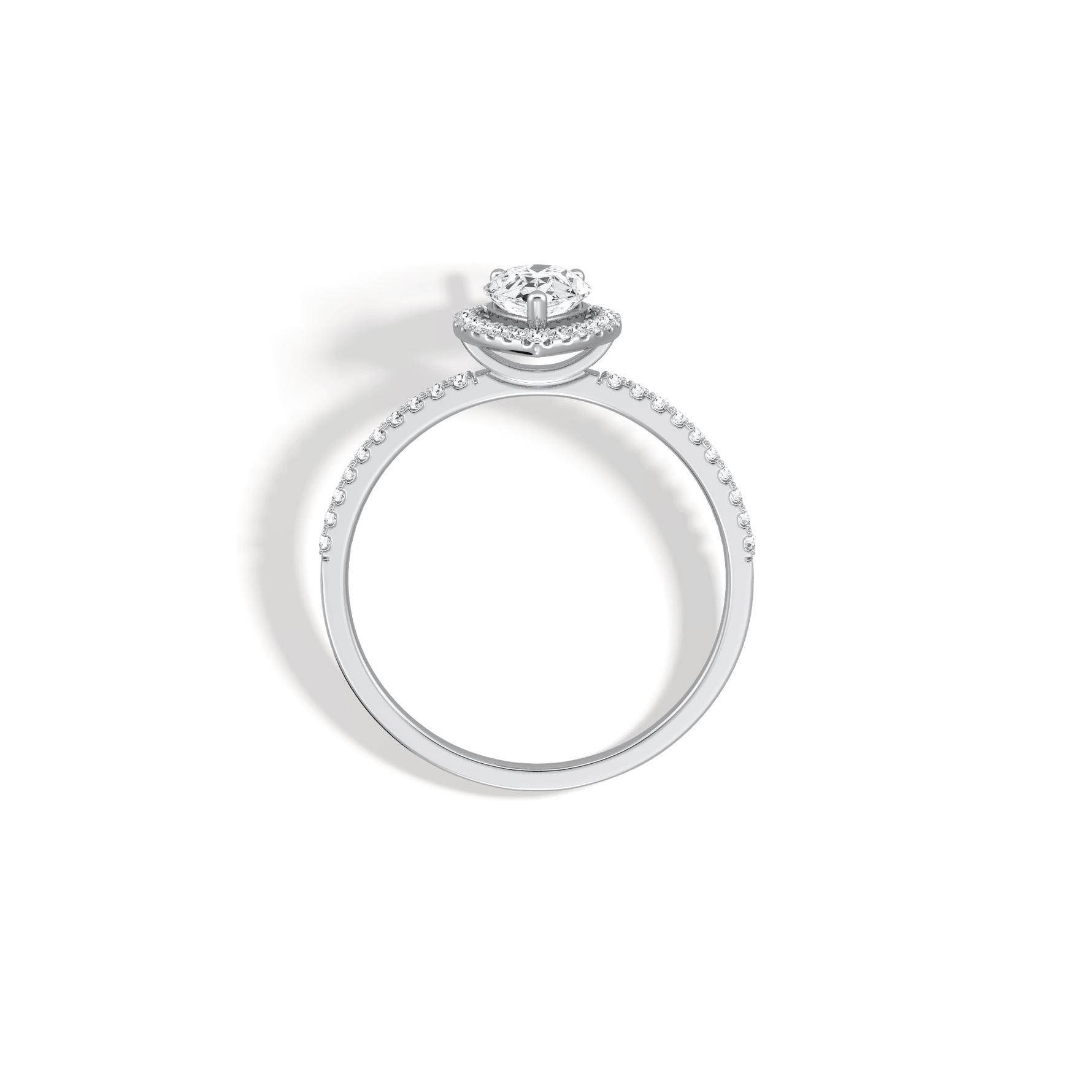 0.5CT Lab Grown Diamond Pear Cut Halo Engagement Ring In 14K Solid Gold/Platinum - Rings