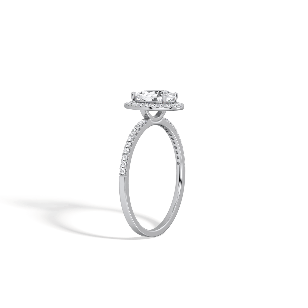 0.5CT Lab Grown Diamond Pear Cut Halo Engagement Ring In 14K Solid Gold/Platinum - Rings