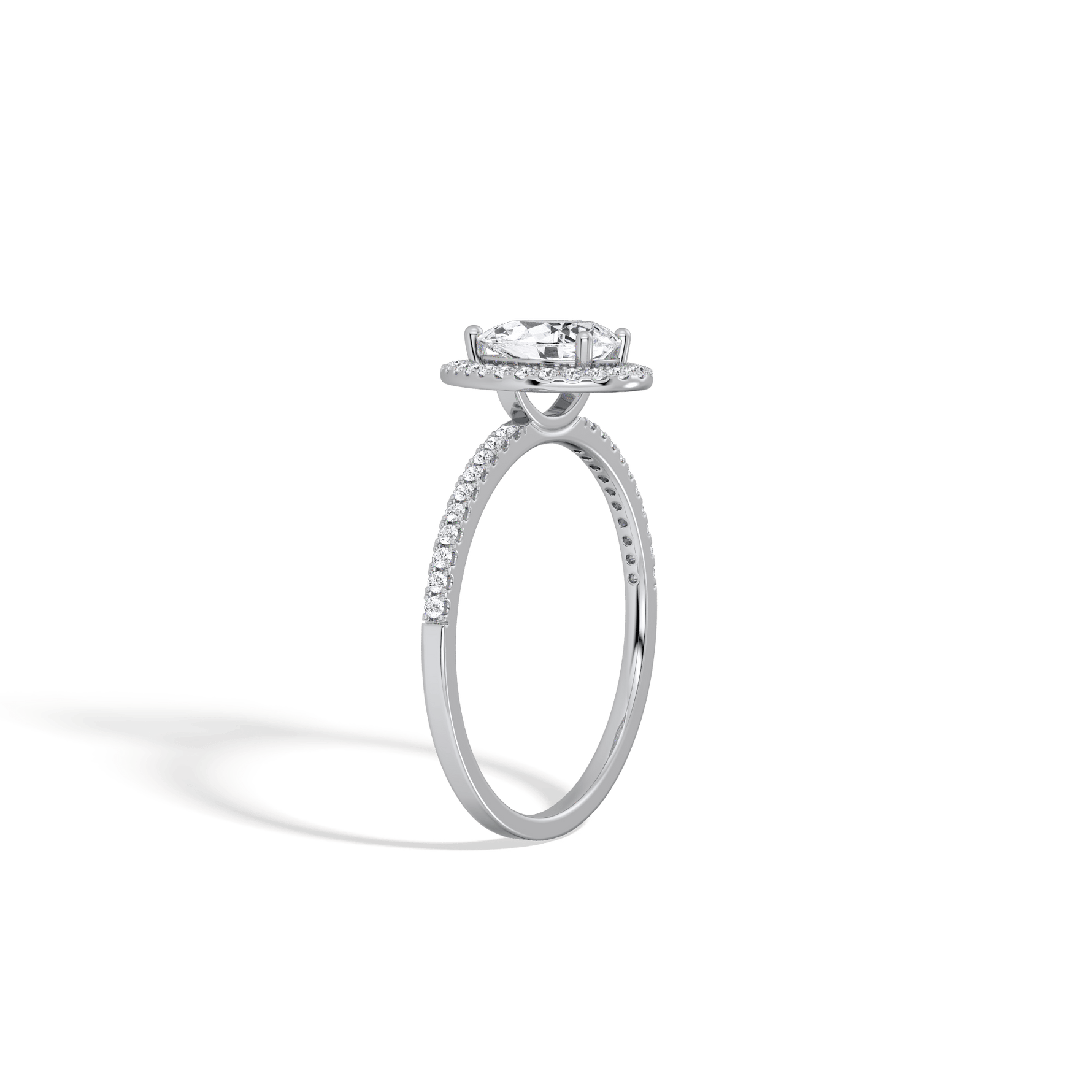 0.5CT Lab Grown Diamond Pear Cut Halo Engagement Ring In 14K Solid Gold/Platinum - Rings