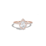 0.5CT Lab Grown Diamond Pear Cut Halo Engagement Ring In 14K Solid Gold/Platinum - Rings