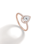 0.5CT Lab Grown Diamond Pear Cut Halo Engagement Ring In 14K Solid Gold/Platinum - Rings