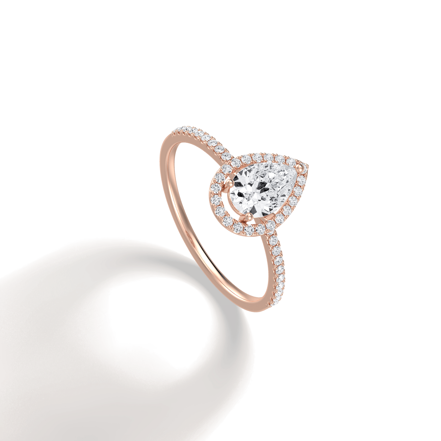 0.5CT Lab Grown Diamond Pear Cut Halo Engagement Ring In 14K Solid Gold/Platinum - Rings